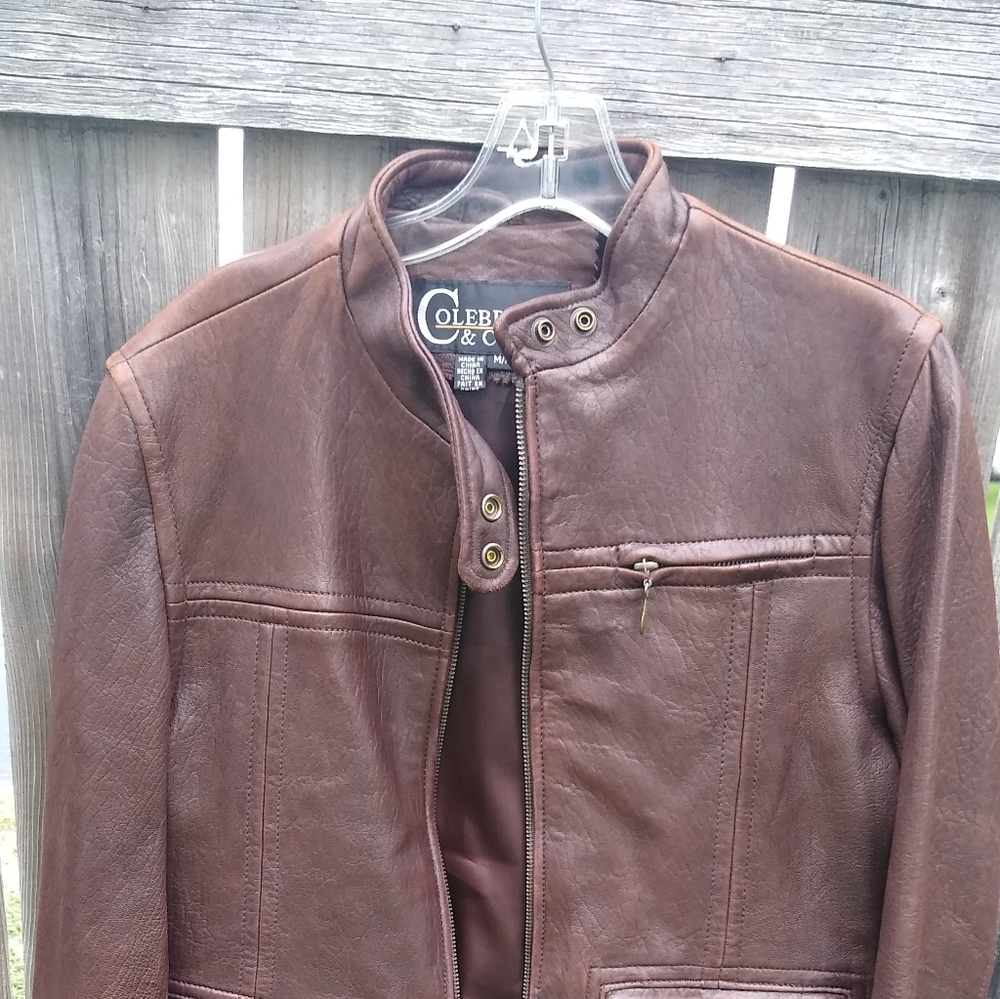 Vintage Brown Leather Unisex jacket, sz M